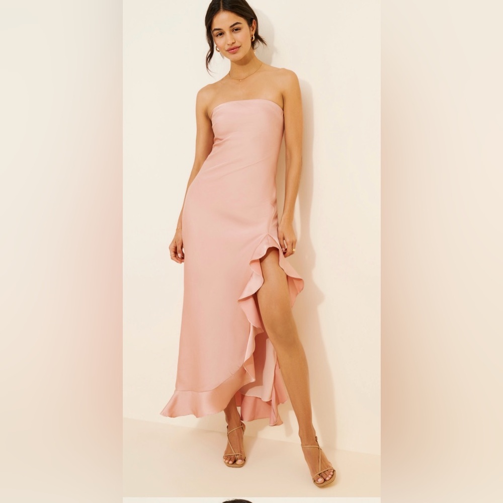 Dress Forum Strapless Satin Dress in Blush Pink Anthropology / Dress Forum - Picture 2 of 2